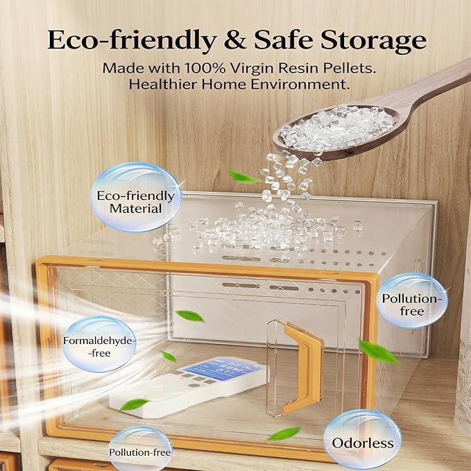 Clear Stackable Foldable Plastic Shoe Storage Boxes, 15 Pack Shoe Rack Shoe Organizer Space‑Saving Shoe Container for Closet Wardrobe Bedroom Entryway