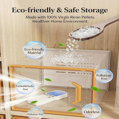 Clear Stackable Foldable Plastic Shoe Storage Boxes, 15 Pack Shoe Rack Shoe Organizer Space‑Saving Shoe Container for Closet Wardrobe Bedroom Entryway