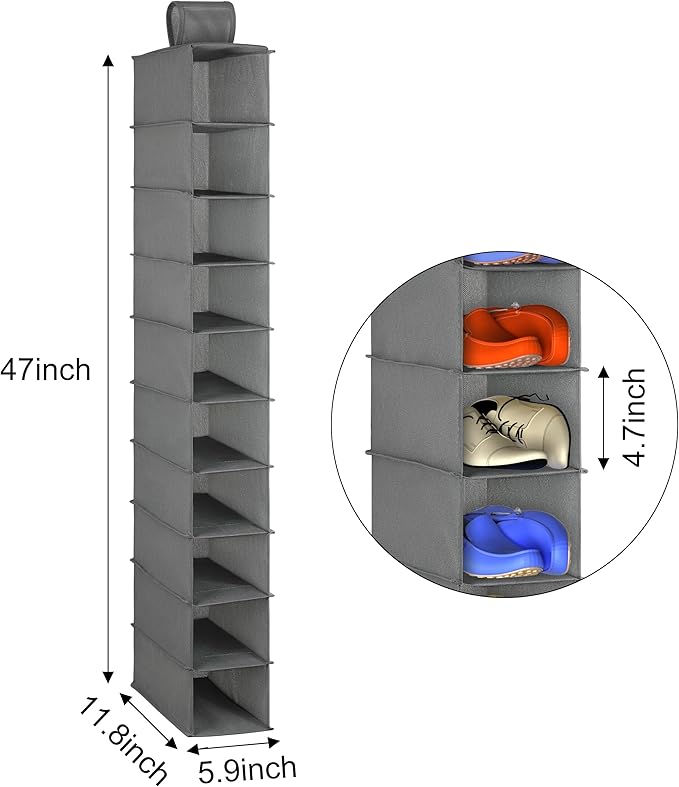 Libeder Hanging Shoe Organizer,10-Shelf Hanging Closet Organizers and Storage Shoes Organizer Shelves Hanging Shoe Rack Holder