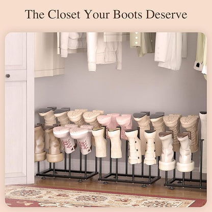 Free Standing Shoe Rack Organizer, Black Metal Tall Boot holder, Space-Saving Shelf Storage, for Closet, Entryway, Garage, Bedroom, Outdoor, Apartment, Front Door, Entrance, Fits 12 Pairs