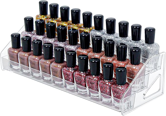 3-Tier Clear Acrylic Nail Polish Storage, Holds 24-48 Bottles, Multi-Purpose Nail Polish Rack, Sunglasses, Essential Oils and Cosmetics