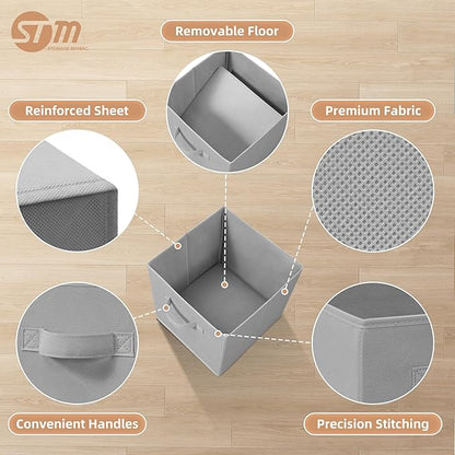 STORAGE MANIAC Storage Cubes, 11 Inch Collapsible Storage Bins with Handles, 4 Pack Fabric Foldable Bins for Organization, Durable Storage Bins for Closet, Shelves, Offices, Toys, 4-Pack Grey