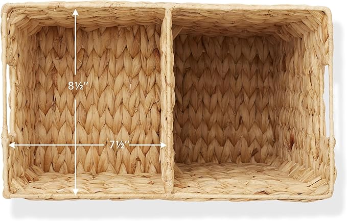 Casafield Stair Step Basket with Handles, Natural - Woven Water Hyacinth Staircase Basket Storage Bin Organizer