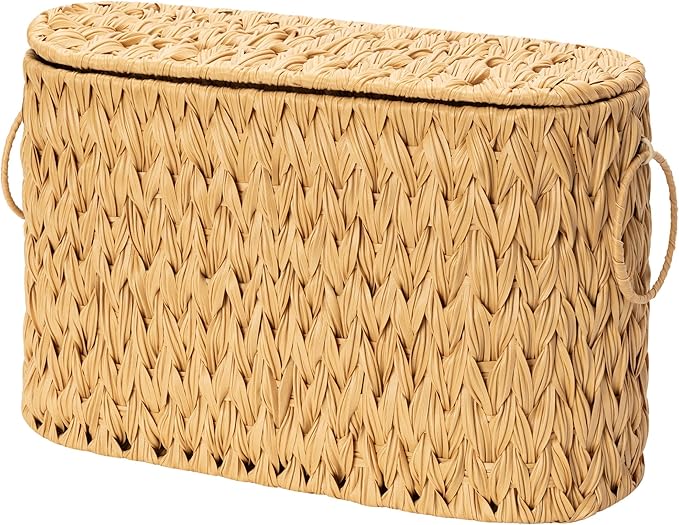 GRANNY SAYS Toilet Paper Storage Basket with Lid and Handle, Decorative Toilet Paper Holder, Waterproof Bathroom Organizers and Storage, Wicker Basket for Bathroom Storage