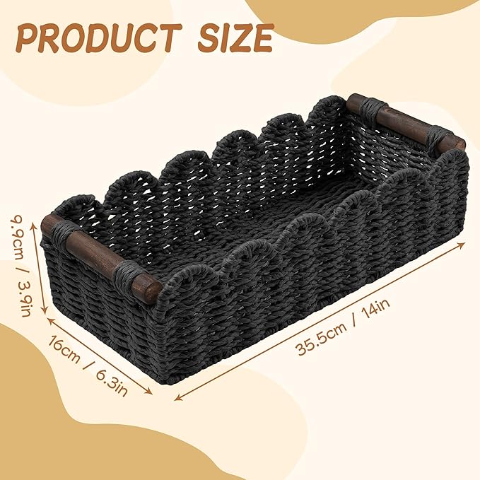 Toilet Paper Storage Basket Bathroom Counter Organizer Wicker Baskets for Organizing Cute Basket for Bedroom Nursery Room Kitchen Bathroom Decor -Black