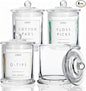 LITIVY 4 Pack Bathroom Organizers and Storage - 16 Oz Glass Qtip Holder & Cotton Pad Dispenser with Lid, Apothecary Jars for Home, Room Decor, Kitchen Organizer (Clear)