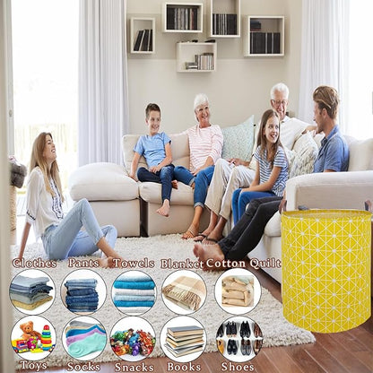 Waterproof Laundry Hamper Collapsible Laundry Basket Leather Handle Laundry Bag Large Clothes Storage Toy Organization for Bathroom Bedroom Laundryroom College Dorms (Nursery Bins Boxes-002)