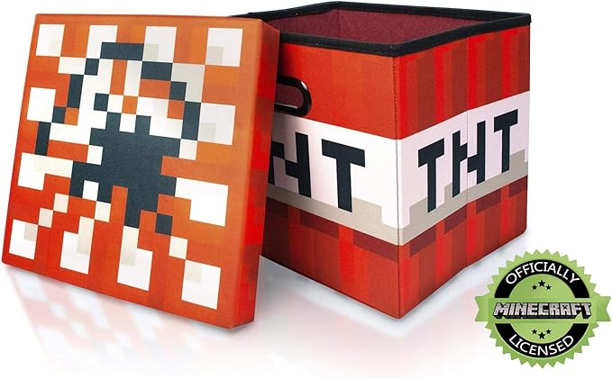 MINECRAFT TNT Block Storage Cube Organizer Storage Cube | TNT Block from Cubbies Storage Cubes | Organization Cubes | 15-Inch Square Bin with Lid