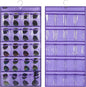 Dual Sided Hanging Sunglasses Organizer Storage Wall Mounted Eyeglasses Holder Eyewear Display Case with 40 Clear Slots (40 Pockets-Purple)