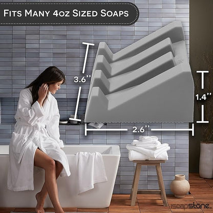 Silicone Soap Dish (USA Patented) Self Draining Bar Soap Holder for Shower Bathroom Sink, Drying Soap Dish Tray Kitchen Sponge Holder Easy Cleaning Soap Saver Mat (Light Grey, 2)