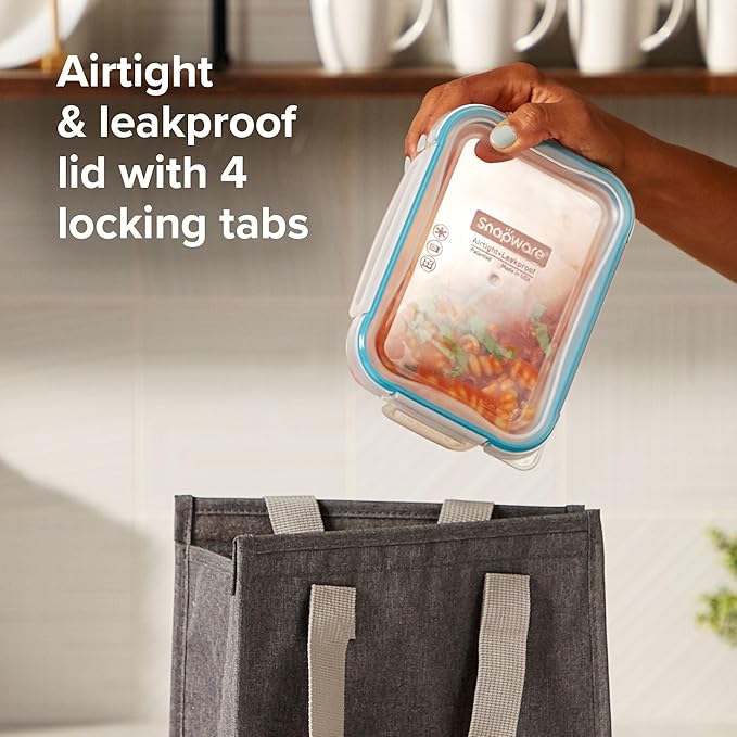 Snapware Plastic Total Solution 3-Pack (8.5-Cup) Food Storage Containers Set, Leakproof & Airtight Plastic Locking Lids Rectangular Containers, BPA-Free Lids, Microwave Dishwasher Freezer Safe