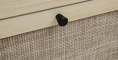 ZeHuoGe Rattan Shoe Cabinet with 3 Flip Drawers, Narrow Hidden Shoe Rack Storage Cabinet for Heels, Slippers, Entrance Hallway Entryway (Natural)