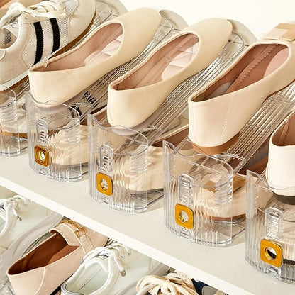 24 Pack Shoe Slots Organizer for Closet, Adjustable Shoe Stackers for a Pair of Shoes Shoe Rack Storage Shoe Space Saver 50% Shoe Shelf Display Holder for Closet