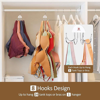 ZEDODIER 2 Pack Tank Top Hanger, Rotatable Bra Organzier for Closet, Max 48 Storage Capacity Sport Bra Holder, Space Saving Closet Organizers and Storage, White
