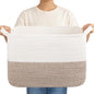 OIAHOMY Woven Storage Basket for Shelves, Rectangle Cotton Rope Baskets for Organizing, 16.5 x 13 x 11.8 in, Storage Bins for Dog Toys,Towel,Books,Gift,Brown and White