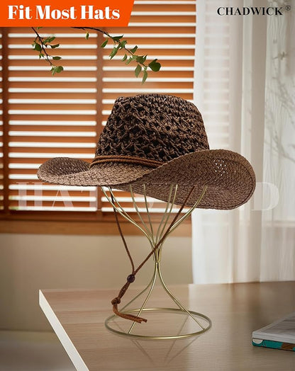 CHADWICK Black Iron Ball Hat Rack, Tall Display Stand for Fedora, Baseball Cap, Wig Storage, 6.7" x 15.7", Single Unit