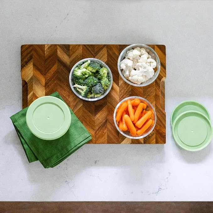 8-Piece Glass Food Storage Containers Set (4 Containers + 4 BPA-Free Lids) | 1-Cup, Leakproof | Microwave, Freezer, Oven & Dishwasher Safe | Ideal for Meal Prep & Pantry Organization, Pistachio