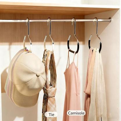 4Packs Hat Organizer, Stainless Steel Hat Hangers for Closet, Hat Rack Hat Holder for Baseball Caps, Cap Organizer for Baseball Caps, Scarf and Hat Organizer (Gray+Black+White+Pink)