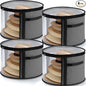 AceOrbit 4 Pcs Oversized Clear Hat Storage Box for Women 16.5 x 10.4 Inch Cowboy Hat Storage Box with Lid Hats Bags for Travel Holds up to 7 Caps (Gray,Stylish Style)