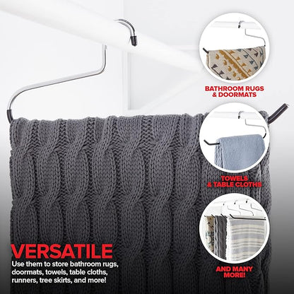 Blanket Hangers (3 Pack) - Stainless Steel Quilt Hangers with Vinyl Non-Slip Coating - Holds Up to 40 Lbs - Heavy Duty for Closet Storage, Comforters, Bedding, Towels, Rugs - Stock Your Home