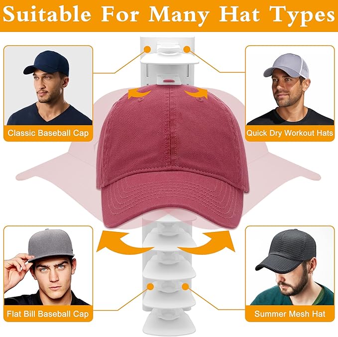 Hat Racks for Baseball Caps,Hats Rack Organizer Hold Up to 20 Hats,Hat Organizer for Baseball Caps Hat Holder Storage Display Adhesive/Wall Drilled for Wall,Door,Closet,Hat Racks for wall (1PK, White)