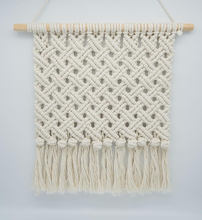 Macrame Necklace Holder Wall Mounted Jewelry Hanger Earring Holder Organizer Boho Decor Over Door Jewelry Display Necklace Rack for Necklaces Bracelets Earrings