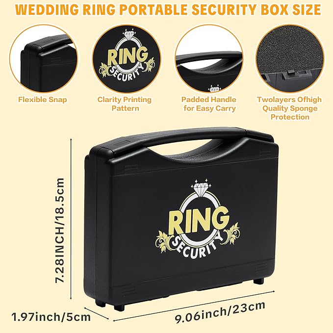 Ring Security Wedding Ring Bearer Aluminum Briefcase-Padded Slits Holder Ring Bearer Gifts Security Box for Proposal Ceremony Wedding Day,Security Badge Props for Boys Kid