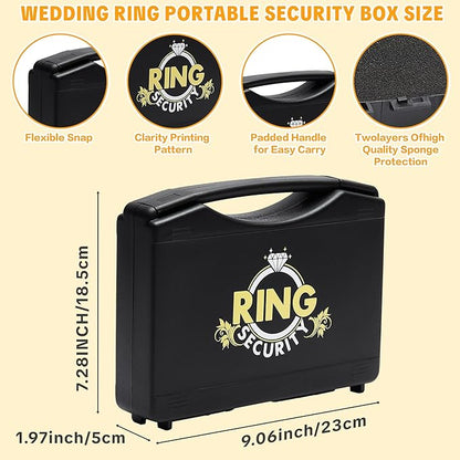 Ring Security Wedding Ring Bearer Aluminum Briefcase-Padded Slits Holder Ring Bearer Gifts Security Box for Proposal Ceremony Wedding Day,Security Badge Props for Boys Kid