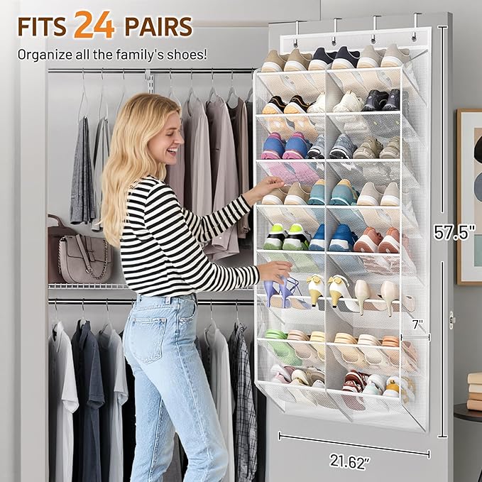 MISSLO 30 Pairs Bundle with 24 Pairs Over the Door Shoe Organizer