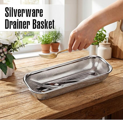 12 Pack Drawer Organizer for Kitchen Utensils, Stackable Rapid Draining Cutlery Stainless Steel Tray, Space-Saving Flatware Organizer for Spoons Forks Chopsticks, Dishwasher Safe(Silver)