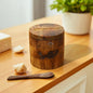 Handcrafted Wooden Salt Box with Lid & Spoon – Rustic Salt Cellar Storage Keeper for Kitchen