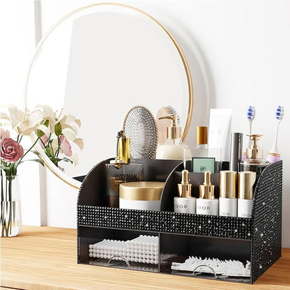 COMFYROOM Makeup Organizer, Bathroom Organizer (Bling Black)