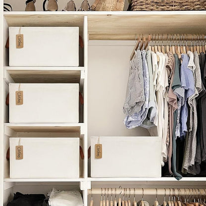 CHICVITA Closet Storage Bins Storage Baskets for Shelves, Baskets for Organizing, Closet Organizers and Storage, Cube Storage Bins, 16 ¾" L x 11" W x 9 ¾" H, Beige, 4-Pack