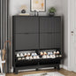 Xixini Shoe Cabinet with 6 Flip Drawers, 54" Tall Narrow Fluted Shoe Storage Organizer for Entryway, Hidden Slim Wooden Shoe Rack Cabinet for Front Door Entrance, Hallway, Living Room, Solid Black
