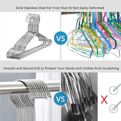 Fayleeko Stainless Steel Wire Coat Hangers - Heavy Duty, Ultra Thin, Space Saving (10 pack, 17.7 Inch)