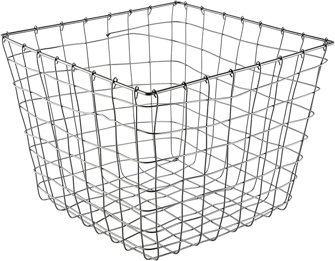 G.E.T. WB-304-MG Heavy Duty Iron Wire Utility Storage Bin/Basket, Square, 14" x 14" x 11"