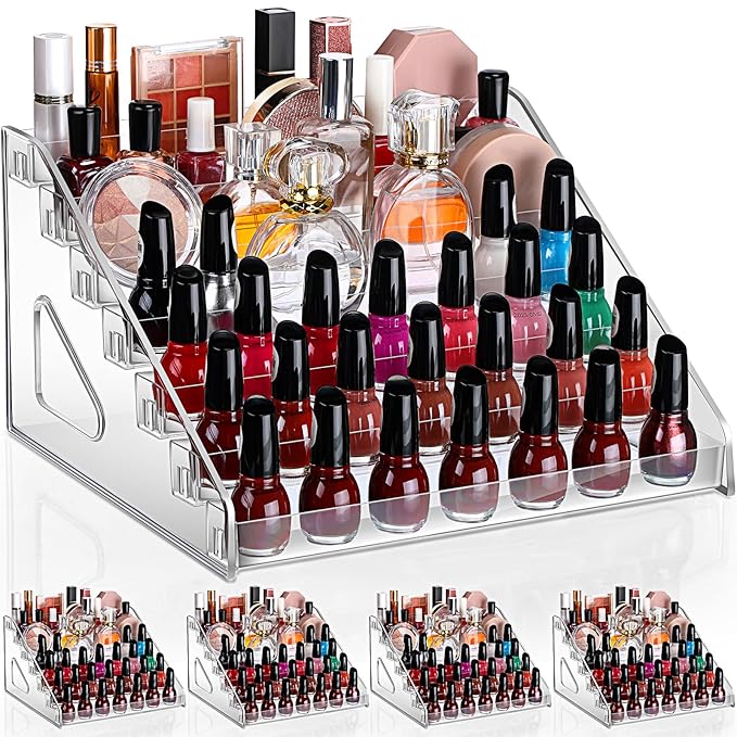 Jetec 1 Pcs 7 Tiers Style Acrylic Card Display Stand Sunglasses Organizer Nail Polish Holder Versatile Display for Trading Cards Greeting Card Stand Essential Oils Cosmetic Eyewear Rack