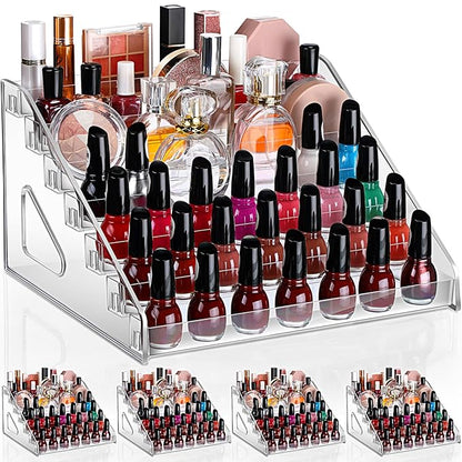 Jetec 1 Pcs 7 Tiers Style Acrylic Card Display Stand Sunglasses Organizer Nail Polish Holder Versatile Display for Trading Cards Greeting Card Stand Essential Oils Cosmetic Eyewear Rack