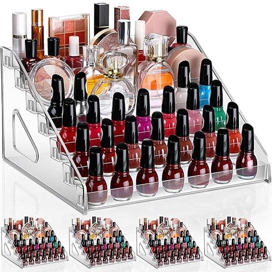 Jetec 1 Pcs 7 Tiers Style Acrylic Card Display Stand Sunglasses Organizer Nail Polish Holder Versatile Display for Trading Cards Greeting Card Stand Essential Oils Cosmetic Eyewear Rack