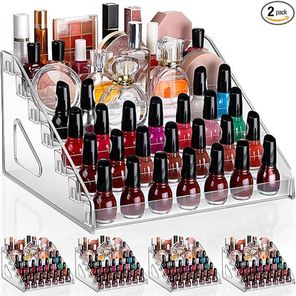 Jetec 2 Pcs 7 Tiers Style Acrylic Card Display Stand Sunglasses Organizer Nail Polish Holder Versatile Display for Trading Cards Greeting Card Stand Essential Oils Cosmetic Eyewear Rack