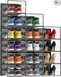 NEWBULIG 15 Pack Clear Shoe Storage Boxes, Stackable Sneaker Storage Case with Lids, Shoe Display Containers Organizer for Closet, Under Bed, Entryway, Black