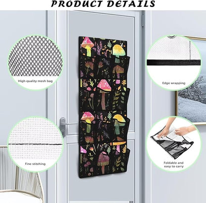 Mushrooms Over the Door Dorm Hanging Organizer - Space Saving 12 Pockets for Stationery, Snacks for Kitchen, Office, Dorm Rooms