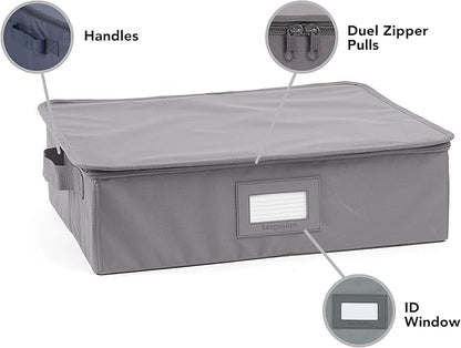 Covermates Platter Storage Box – Serveware & China Storage Container with Dual Zippers, ID Window, Reinforced Handles & Structured Walls for Platter, Dish & Serving Tray Protection, Graphite