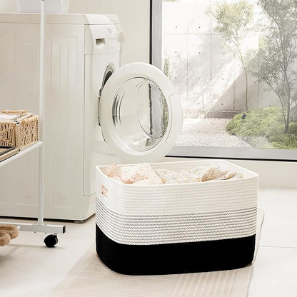 Artfeel Blanket Basket,Rectangle Woven Baskets for Storage,100L Laundry Basket for Decorative Nursery Blanket,Toys,Dirty Clothes and Magazine in Shelves,Baby Room,and Living Room