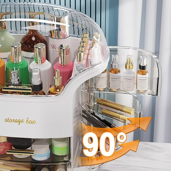 Large Capacity Makeup Organizer Countertop Vanity Organizer for Waterproof and Dustproof Skincare, Multi-Style, Clear