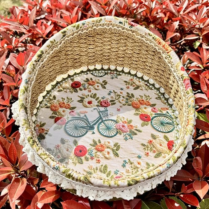Zenpeace Hand-Woven Basket, It Can be Used for Cosmetics Storage, Perfume Storage, Lotion Storage, Cosmetics Organization and Multi-scene Decoration