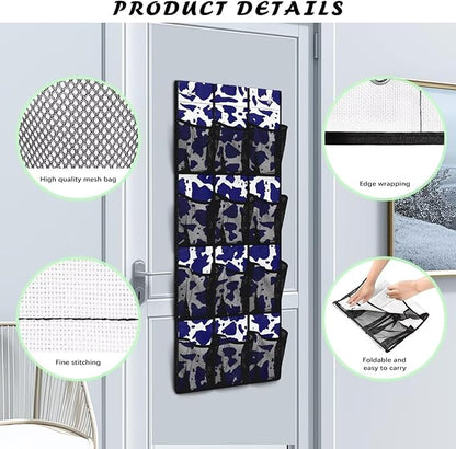 Purple Cowhide Over The Door Shoe Organizer Mesh Fabric Wall Hanging Storage 12 Pockets Over The Door Closet Organizer Space Saving Shoe Holder Hanger