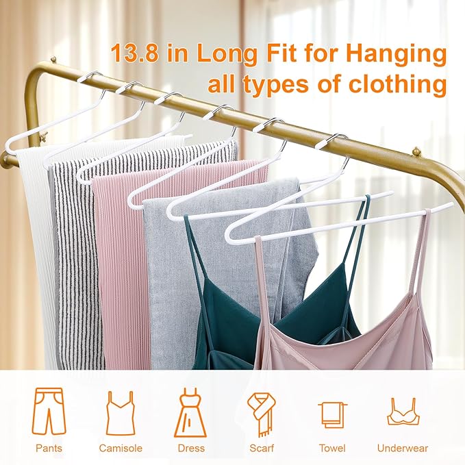 MOPALL Pants Hangers 30 Pack, Non Slip Durable Open Ended Metal Clothes Hangers, Rubber Coated Trouser Hanger Space Saving Convenient for Pants, Jeans, Scarfs and Towels