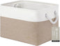 Large Storage Baskets- 15x11x10 inch Storage Bins for Shelves and Closet Organizing, Foldable Fabric Bin for Home Organization Clothes and Laundry (1-Pack, White&Khaki)