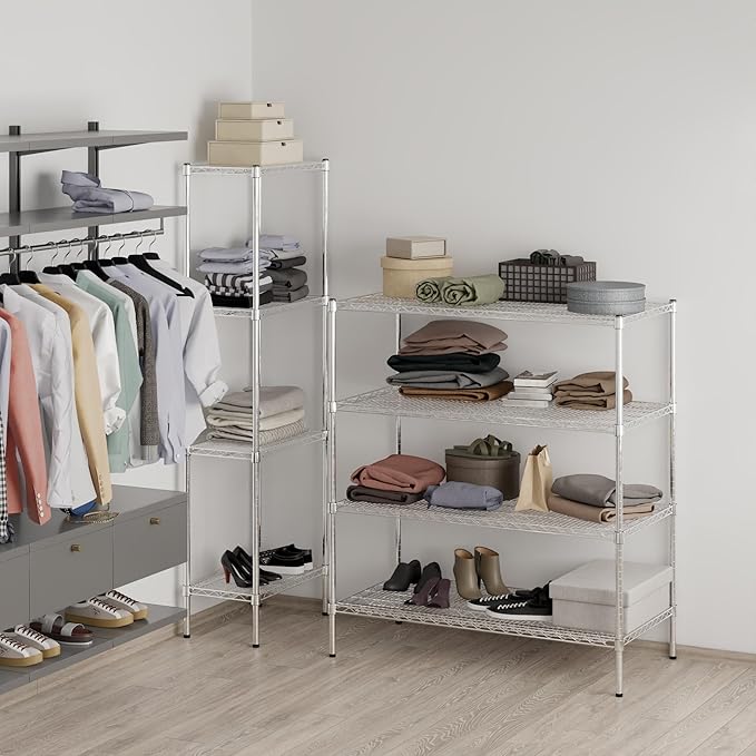 24" Deep x 48" Wide x 54" Height Wire Shelving Kit | 4-Tier | NSF Commercial Storage Rack Unit